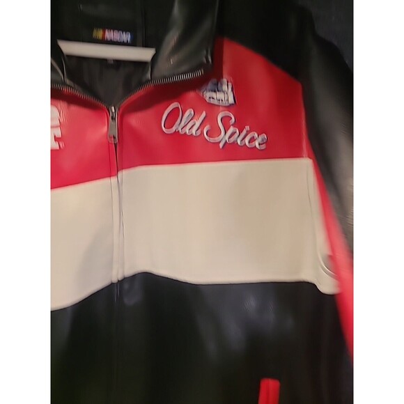 Vintage Faux Leather Tony Stewart #14 Old Spice Racing Jacket NASCAR Mens XL - Picture 3 of 11